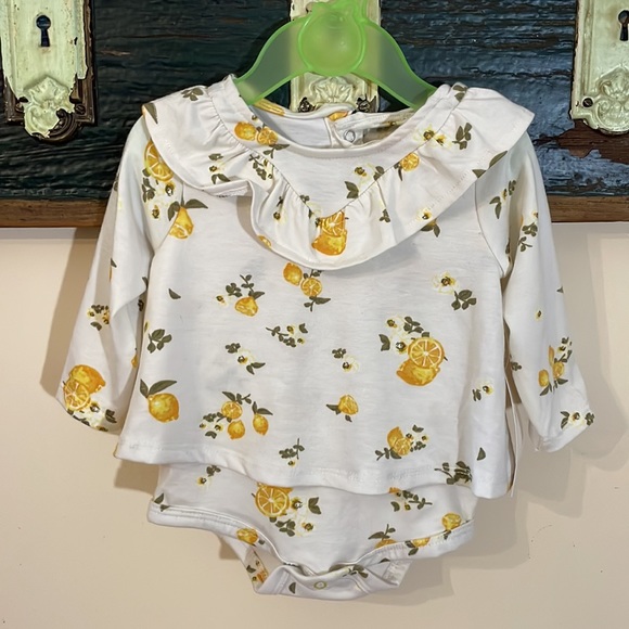 2/$30 Jessica Simpson Yellow Lemon Easy Match Middle Snap One Piece Size 3-6M - Picture 2 of 15